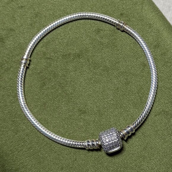 New PANDORA Sterling Silver Bracelet with CZ Slider Charm - Picture 3 of 16